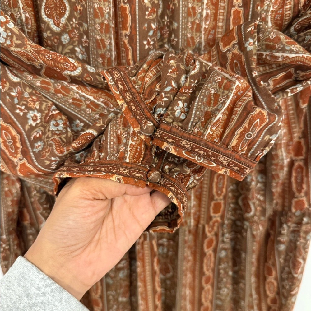 Doen Normandy Dress Earth Mandevilla Vine Floral Paisley L - Picture 9 of 16